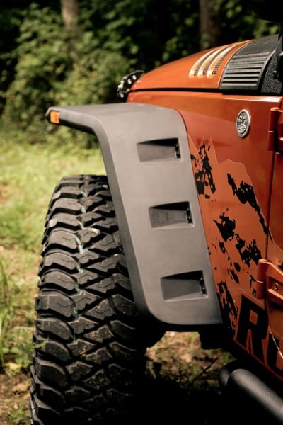 Rugged Ridge Hurricane Fender Flare - installed rear view (High Res)