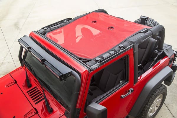 Rugged Ridge Eclipse Sun Shade Full - Red - Installed (High Res)