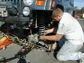 Even these long springs popped right in with the tall jackstands we used.