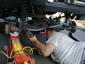 I replaced the torx bolt on the track bar axle mount with a hex head for easier maintenance in the future.