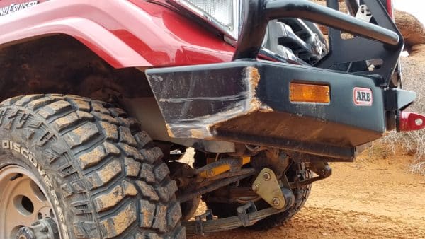 My BJ74 may be a princess when it comes to the sheet metal, but the bumpers, sliders and tires are fair game...